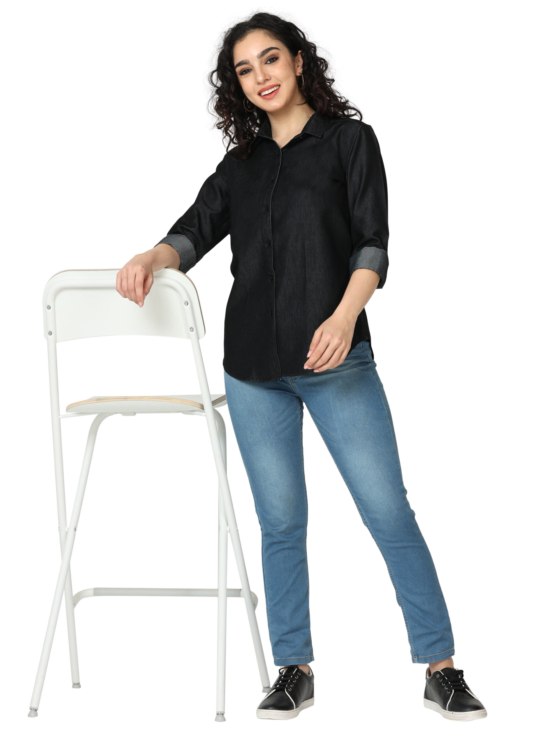Miraan Women's Long Sleeve Casual Denim Shirt