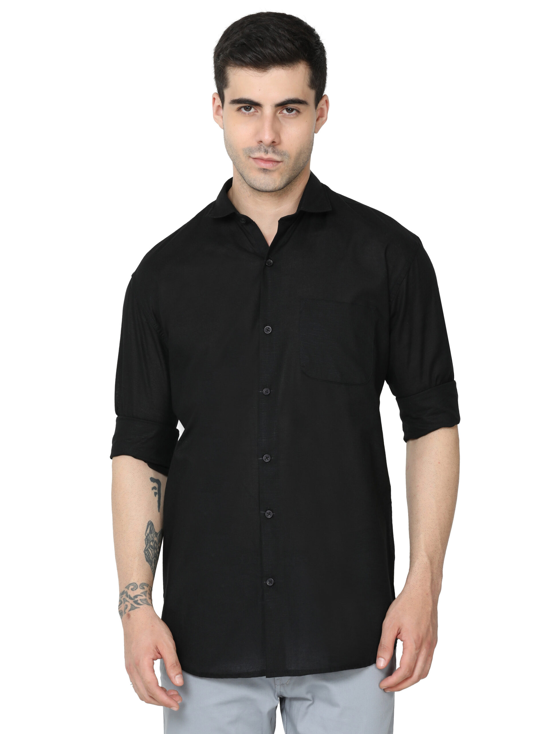 Miraan Men's Long Sleeve Casual Linen Shirt